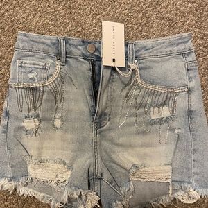 Risen jean shorts